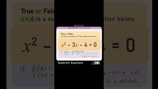 Checking whether a given of value of x is a solution of a quadratic function maths mathematics [upl. by Aivin]