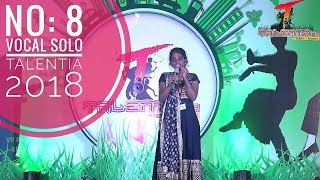 THENDRAL VANTHU THEENDUM POTHU  VOCAL SOLO  8 TALENTIA 2018 TNAU  MADURAI [upl. by Annahsor]