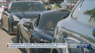 Community stands with bullying victim with donations driving to school in luxury [upl. by Kelli112]