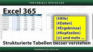 Strukturierte Tabellen besser verstehen  Intelligente Tabellen  Excel 365 Tutorial [upl. by Dory]