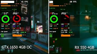 Cyberpunk 2077  RX 550 4GB VS GTX 1650 4GB OC Benchmark FPS Test [upl. by God]