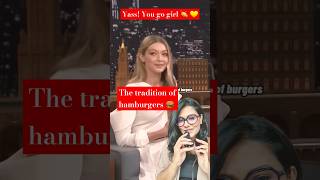 The tradition of hamburgers 🍔 Gigi Hadid and Jimmy Fallon shorts gigihadid jimmyfallon [upl. by Philipson]