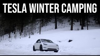 Winter Camping in a Tesla Model Y [upl. by Kammerer]