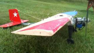 31cc Ryobi gas engine version of 46cc Poulan Drain Plane RC Airplane Test [upl. by Adlecirg733]