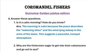 Coromandel Fishers poem questions and answers class 7 gulmohar Golden jubilee edition [upl. by Ilac323]