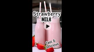 How to make strawberry milk at home with fresh strawberries 🍓 [upl. by Niffirg]