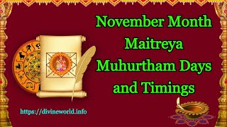 November Maitreya Muhurtham Days and Timings 2021 [upl. by Paderna233]