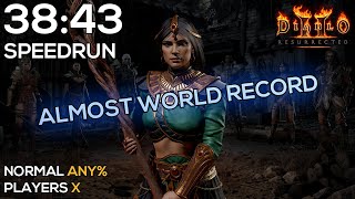 ALMOST WORLD RECORD NORMAL SORCERESS SPEEDRUN  3843 IGT  4101 RTA  DIABLO 2 RESURRECTED [upl. by Yeruoc]