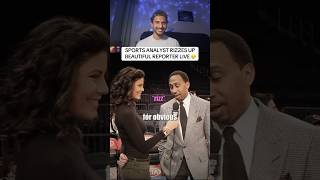 Sports analyst RIZZES UP beautiful reporter live 😮‍💨 stephenasmith nba goviral shorts rizz [upl. by Aneehsyt]