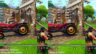 AMD Ryzen 3 2200G vs Athlon X4 950 40Ghz A109700 Gameplay Benchmark Test [upl. by Vedi45]