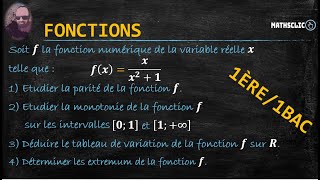 🔴MATHSCLIC EXERCICE  FONCTIONS DUNE VARIABLE RÉELLE  TABLEAU DE VARIATION  1ÈRE\1BAC [upl. by Herschel]