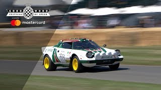 Stunning Lancia Stratos hurled up Goodwood hill [upl. by Refinnaej]