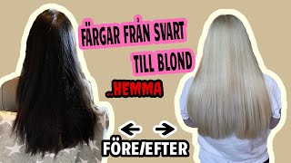 FÄRGA FRÅN SVART TILL BLOND HEMMA [upl. by Tamarah589]