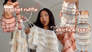 crocheting coquette ruffle skirts amp tops ⋆𐙚₊ with written pattern [upl. by Amoeji]