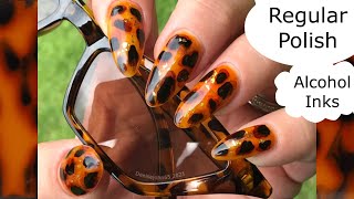 Tortoise Shell Nails  Regular Nail Polish amp Alcohol Inks  NO GEL [upl. by Ida]