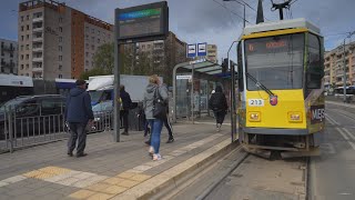 Poland Szczecin tram 6 ride from Wyszyńskiego to Gocław [upl. by Einyaj122]