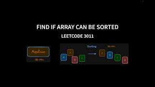 Find if Array Can Be Sorted  Leetcode 3011  Java  3 Approaches [upl. by Icnarf825]