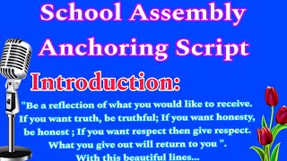 School Assembly Script  Anchoring script of Morning Assembly  MC [upl. by Artinek]