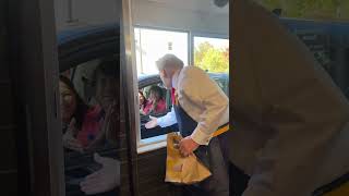 Trump Serves McDonalds Fries During Campaign Stop [upl. by Marigolde]