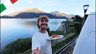 Vanlife Alone At Lake Como  Cooking Pizza [upl. by Haydon]