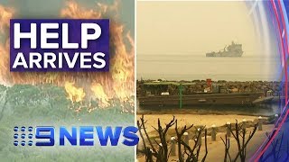 Navy anchors off Victorian coast to help fire affected areas  Nine News Australia [upl. by Eliga]