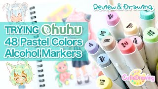 Ohuhu 48 Pastel Colors Alcohol Markers ReviewDrawing Anya Forger  SPY FAMILY 94 [upl. by Hgieleak]