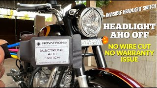 AHO Headlight OFF For Royal Enfield  NO Wire Cut amp Invisible Headlight Switch [upl. by Furlani]