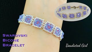 Swarovski Tennis Bracelet  How to make Bicone bracelet [upl. by Ellertnom359]