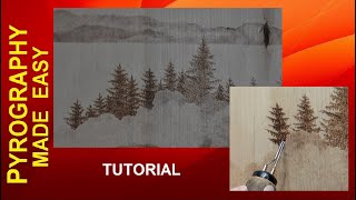 Wood Burning for beginners  simple EVERGREEN TREES  pyrography tutorial [upl. by Leiram]