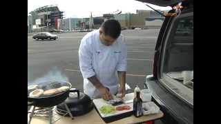 Tailgate Burger with Red Onion Jam amp Tomato Vinaigrette [upl. by Sarid]