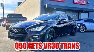 TAKING MY INFINITI Q50S TO GET THE VR30 TRANSMISSION SWAP [upl. by Suoiradal]