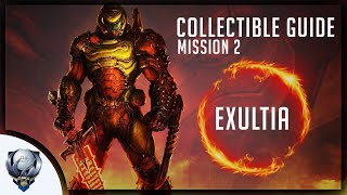 Doom Eternal Mission 2 EXULTIA All Collectibles Upgrades Secret Encounters amp Extra Lives [upl. by Araik]