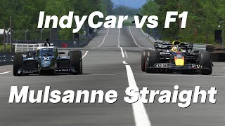 F1 vs IndyCar  Le Mans Mulsanne Straight No Chicane Top Speed Test [upl. by Vena]