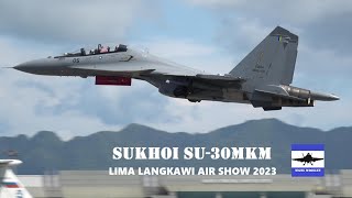 LIMA 2023 RMAF Sukhoi Su30MKM thrust vectoring display [upl. by Aehsal437]