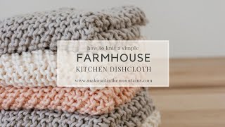 How To Knit A Farmhouse Kitchen Dishcloth  Knit Dishcloth For Beginners [upl. by Mahda]