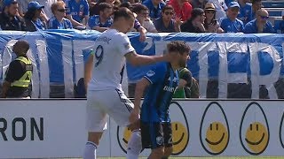 RED CARD Zlatan Ibrahimovic slaps opponent in the head [upl. by Ahsinnod]