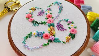 Flower Letter quotLquot Hand Embroidery Pattern  Floral Alphabet quotLquot  Letter Hand Embroidery Designs [upl. by Hirst55]