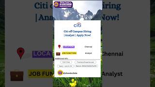 Citi off Campus HiringAnalystApply Now [upl. by Dorry765]