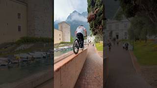 Balancing over a narrow wall 🤯 mtb shortvideo shorts [upl. by Rheims]