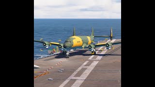 Extremely Dangerous Takeoff of a Lockheed L1049 Batcat on The Aircraft Carrier [upl. by Guildroy]