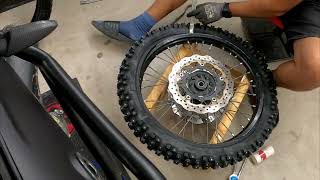 Extremely fast motorcycle tyre change my first studded tyres [upl. by Luciano]