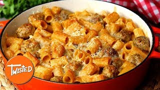 Cheesy Swedish Meatball Pasta Bake Recipe  Twisted [upl. by Ahsirtap758]