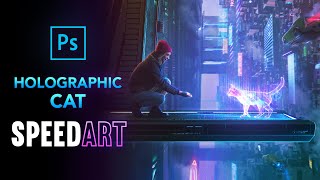 Create a HOLOGRAPHIC CAT in PHOTOSHOP [upl. by Lynette]