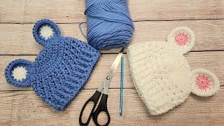 Como tejer un gorro para BEBÉSCrochet Baby bear hat [upl. by Aihsele210]