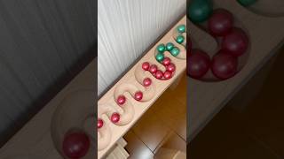 Wooden Wave Slope amp Marble Run ASMR  Red and Green Marbles asmr marblerun satisfying [upl. by Edithe]