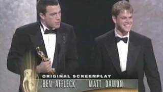 Ben Affleck and Matt Damon Win Best Original Screenplay for quotGood Will Huntingquot  70th Oscars 1997 [upl. by Nnyled]