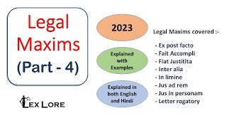 Legal Maxims  Meaning with Examples PART 4  Explained in Hindi [upl. by Akerdnahs]