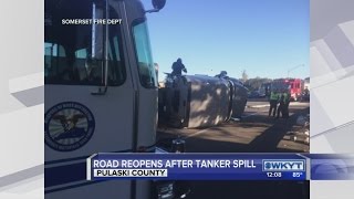 Major intersection back open in Pulaski County after tanker crash [upl. by Eiclek]