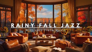 Rainy Jazz Cafe 🍂 Smooth Jazz Music in Cozy Fall Coffee Shop Ambience for Work Study and Relaxation [upl. by Blainey67]