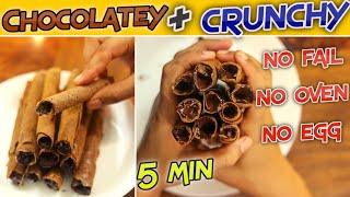 5 Min Easy Crunchy Chocolate Wafer Roll Recipe Without Oven amp Egg Homemade Chocolate Sticks Recipe [upl. by Haman]